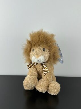 Animal Adventure Rare Lion Cub 7” Orange Tan Brown Bow Plush 2003 NWT